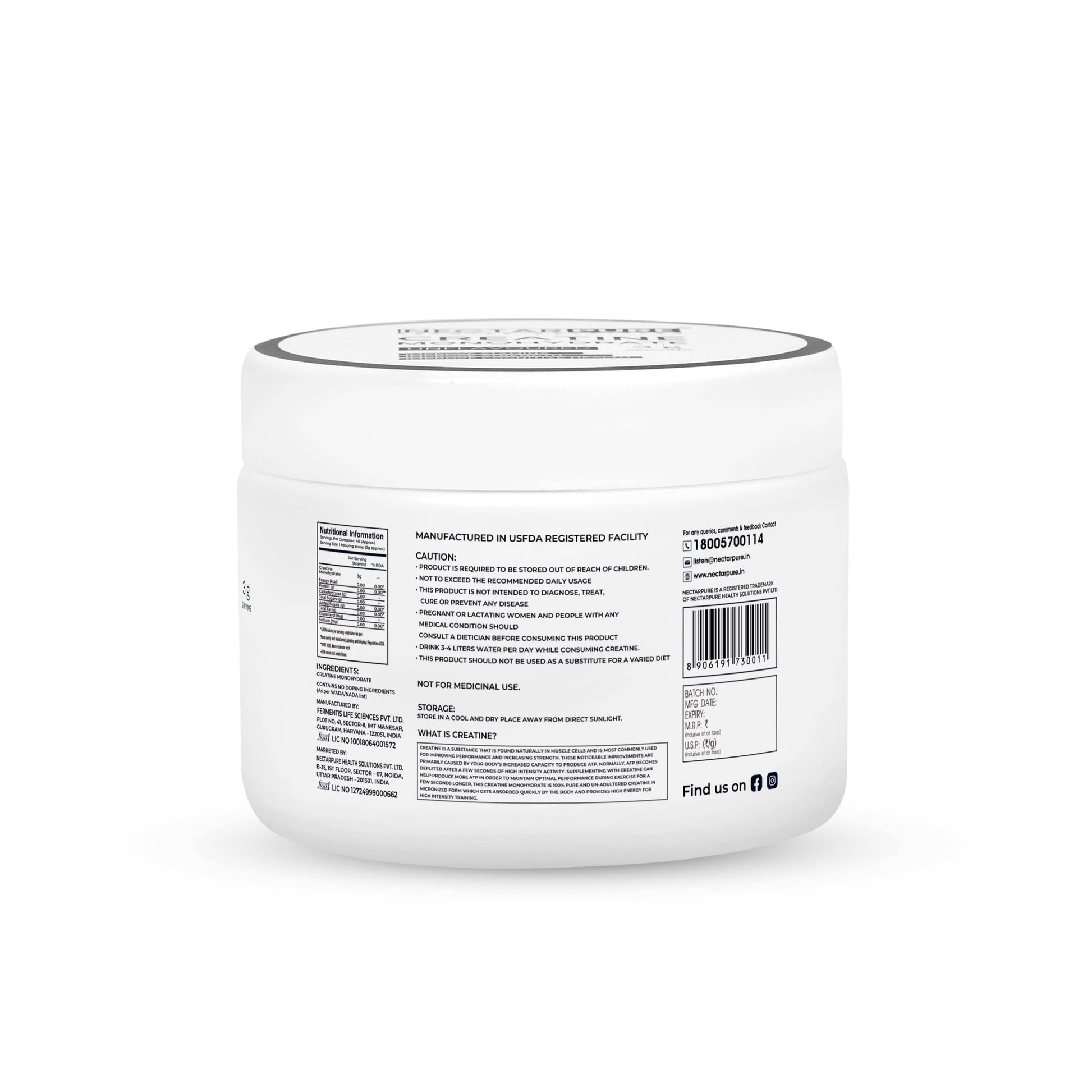 Nectarpure™ FusionMax Micronized Creatine Monohydrate- LAB Tested - Nectarpure