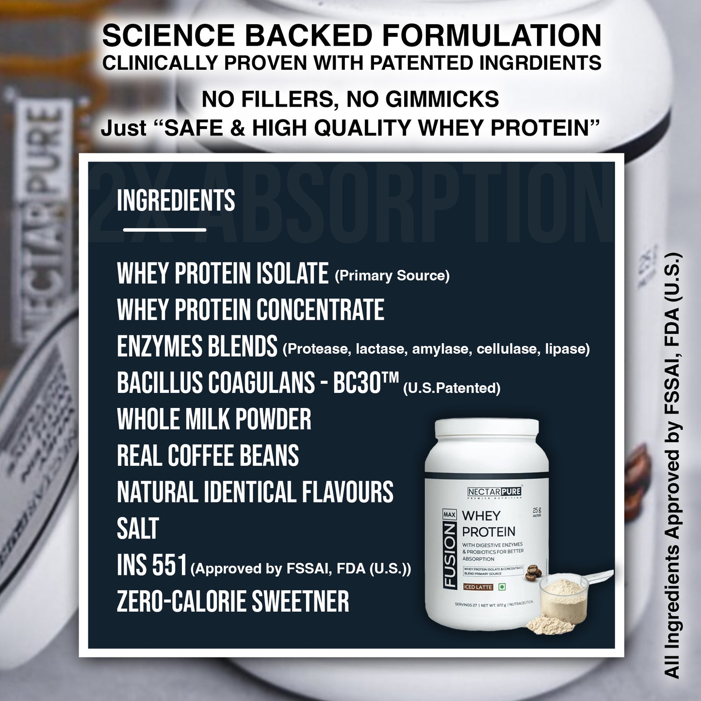 Iced Latte 25g Whey Protein with BC30® Probiotics-Enhanced Absorption Formula